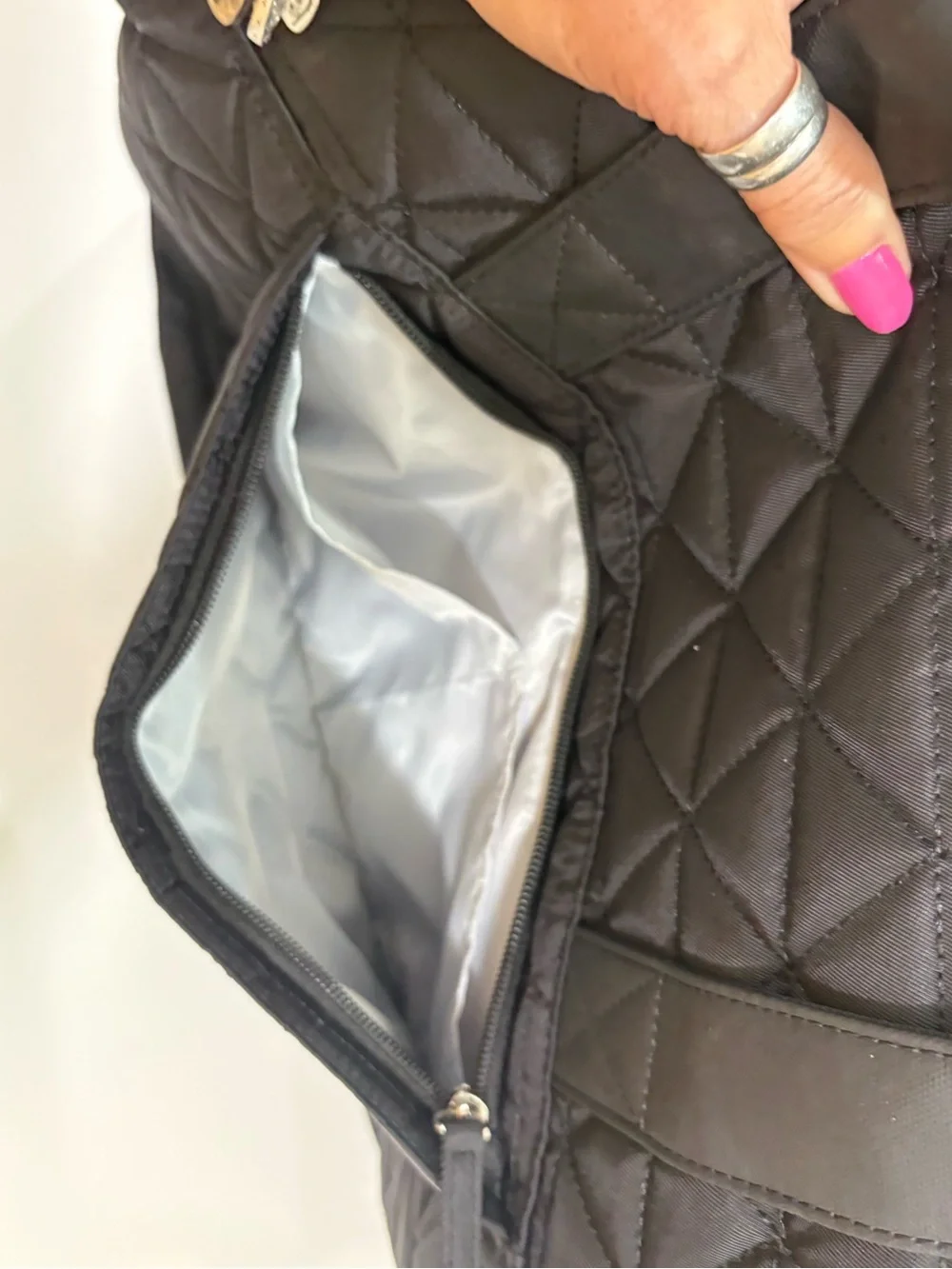 Quilted Black Laptop Carry Bag with Shoulder Strap
